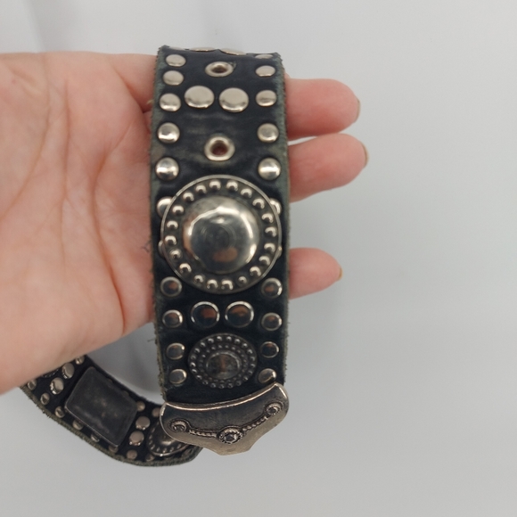 Model Depose Accessories - ModelDepose Black Leather Studded Belt Size 34